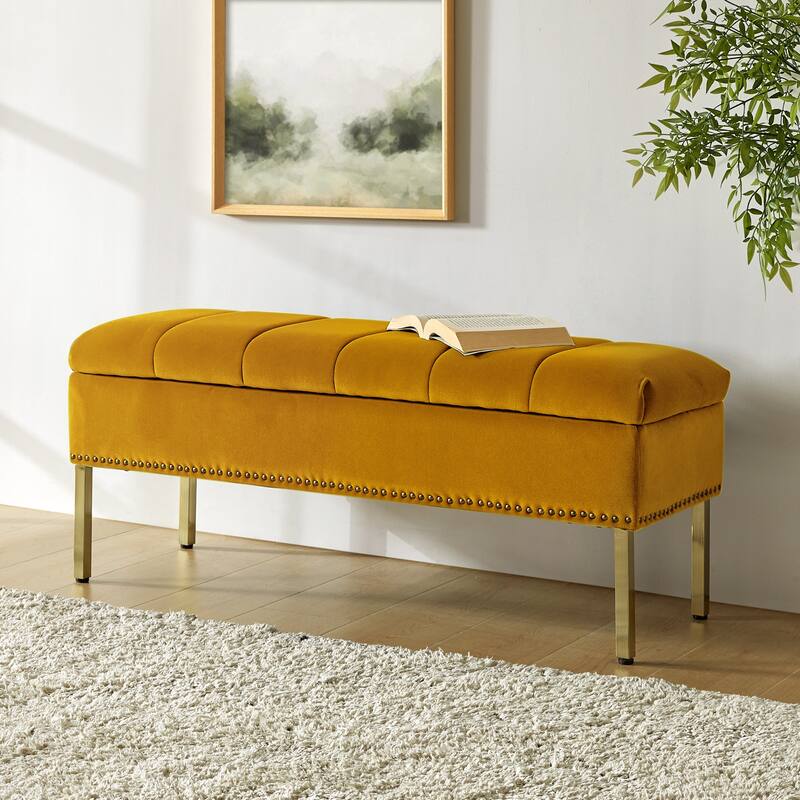 Egmont Contemporary Velvet Flip-Top Storage Bench by HULALA HOME