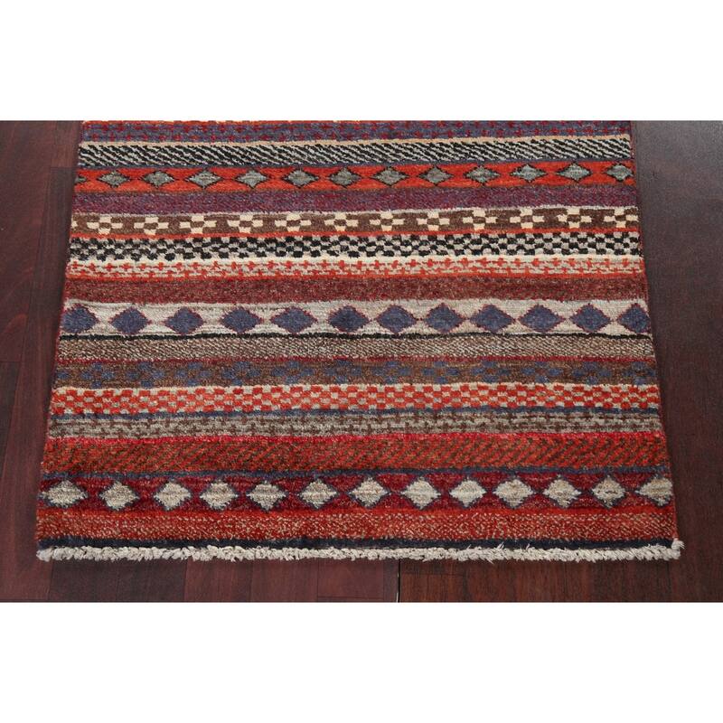 Geometric Tribal Gabbeh Kashkoli Oriental Area Rug Wool Hand-knotted - 2'8" x 4'1"