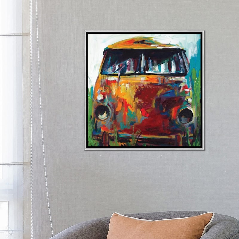 iCanvas "Retro Love Bus" by Andy Beauchamp Framed