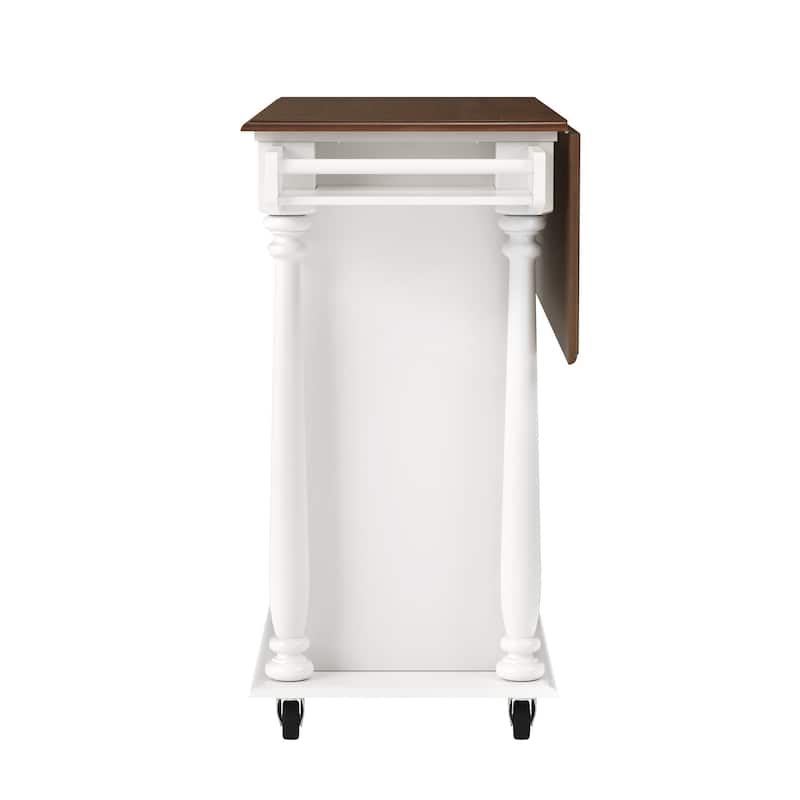 LUE BONA Kitchen Island Car With Solid Wood Top, Rolling Kitchen Trolley Cart with Large Storage Cabinet - N/A