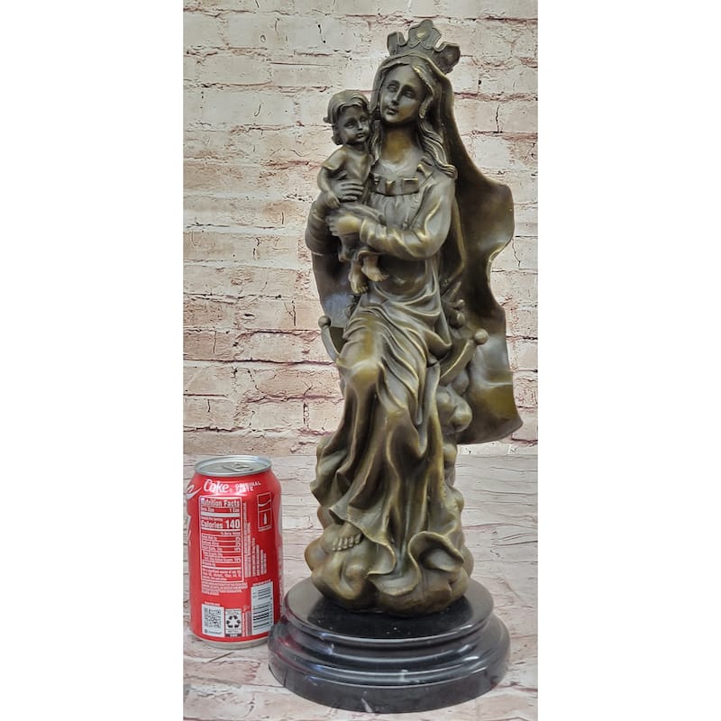 Mother Virgin Mary Madonna Jesus Statue Figurine Bronze Sculpture Home Decor