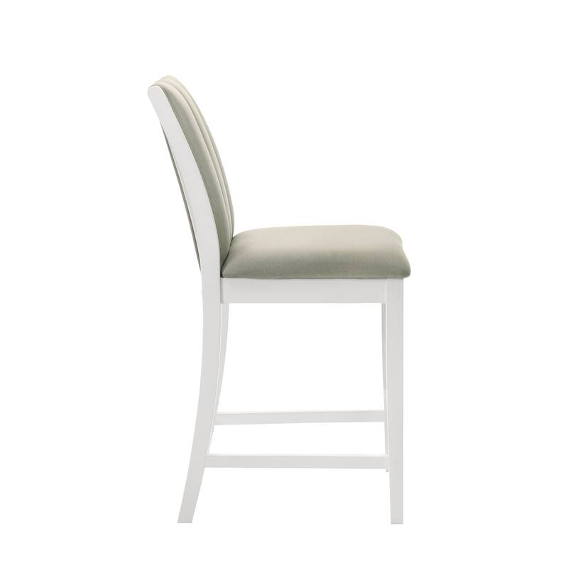 Nolan 26 in. Dark Roast Counter Height Rubberwood Barstool with Grey Fabric Seat - Set of 2