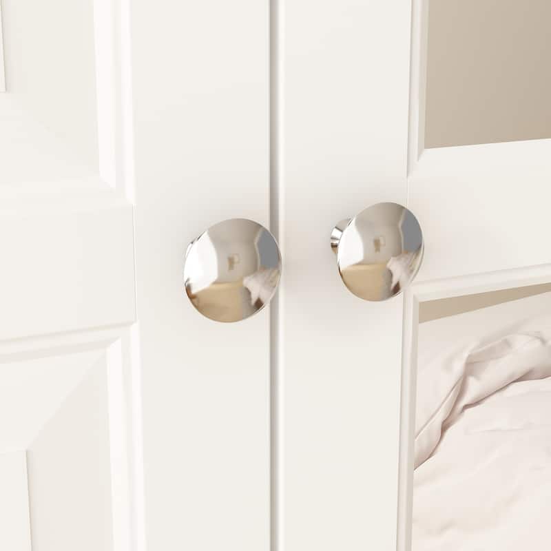 47.2" Lacquered Armoires Wardrobes With Mirror Door 5 Drawer in White