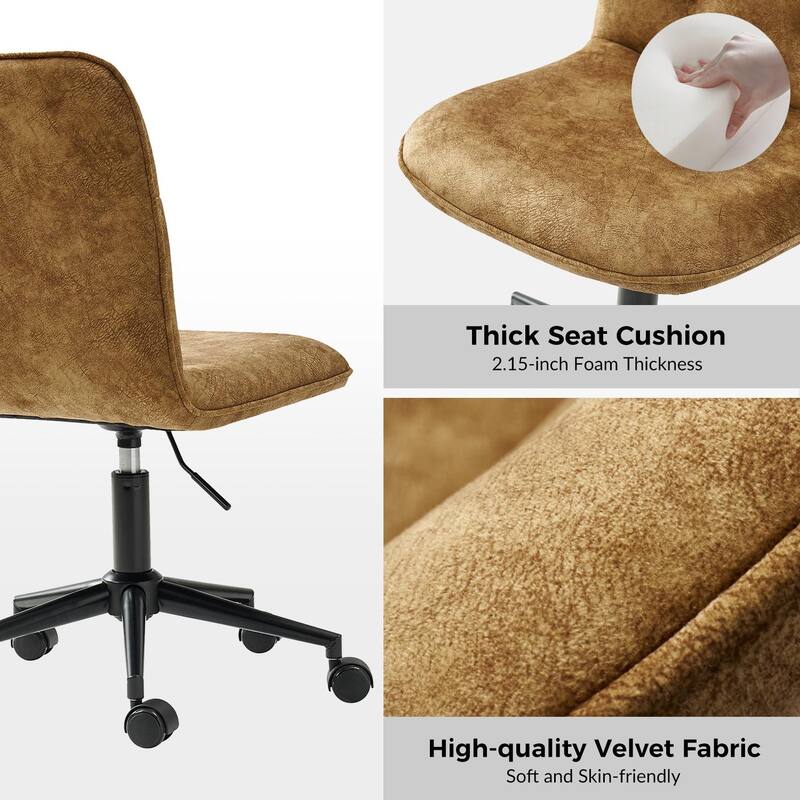 Klaus Upholstered Armless Swivel Task Chair with Tufted Back by HULALA HOME