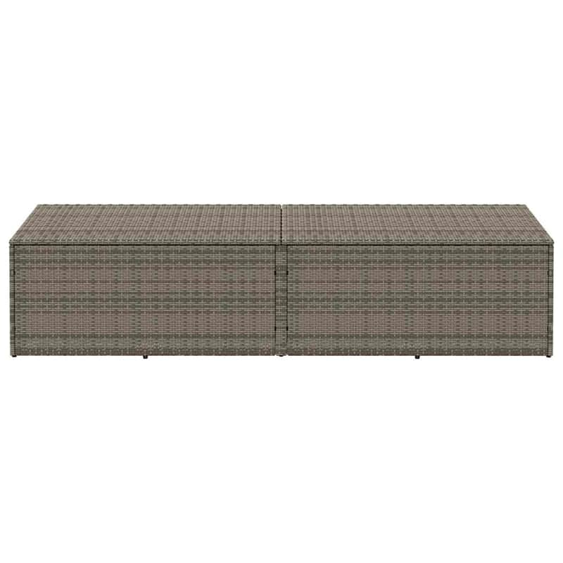 vidaXL Garden Storage Box Grey PE rattan, Powder-Coated Steel Large - 19.7 x 86.6 x 22.8