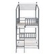 preview thumbnail 9 of 16, Twin Over Twin Bunk Bed Wood Bed with Roof, Window and Ladder