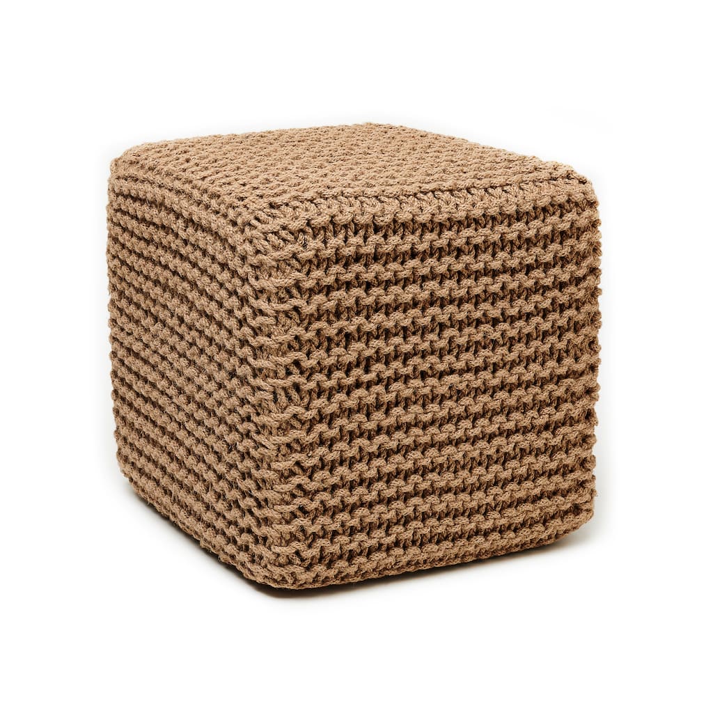 Jani Natural Jute Pouf 20" Square Cube Ottoman