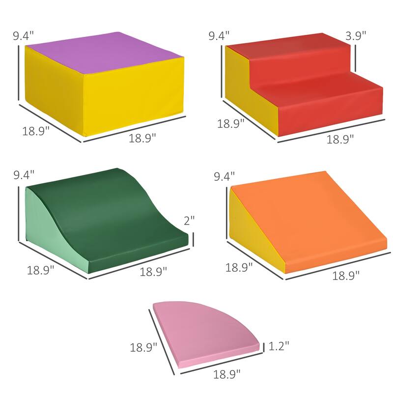 6-Pieces Foam Climbing Blocks for Toddlers 1-3 Years, Soft Play Set for Climb and Crawl, Assorted