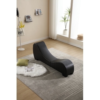 Faux Leather Curved Sofa Yoga Chaise Lounges Faux Leather Curved ...