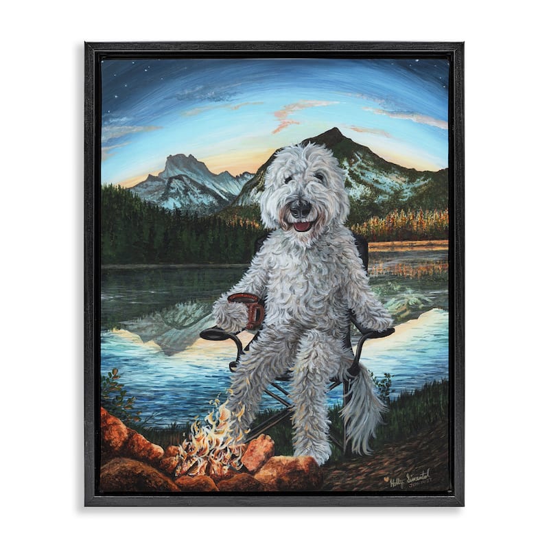 Stupell Dog by Campfire Landscape Framed Floater Canvas Wall Art Design by Holly Simental