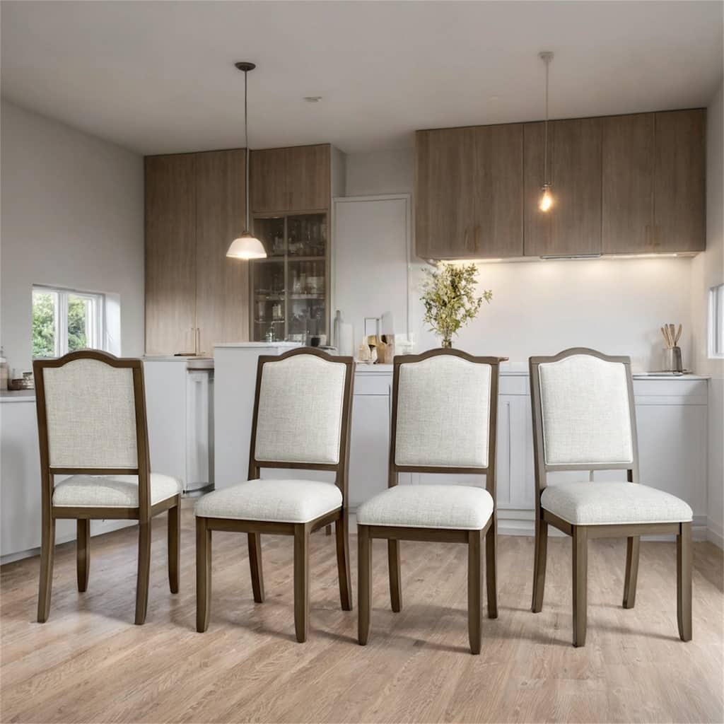 Upholstered Dining Chairs with High Back and Wood Frame (Set of 4)