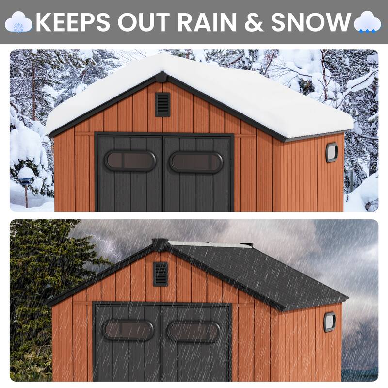 8' x 8' / 8' x 10'/ 8' x 12' Outdoor Storage Shed with Lockable Double Doors for Garden, Backyard, Patio