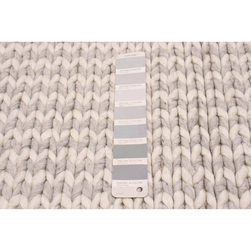 ECARPETGALLERY Braid weave Sienna Grey Wool Rug - 8'7 x 11'8