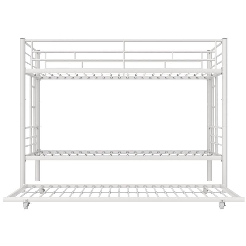 VECELO Twin Over Twin Metal Bunk Bed Frame for Kids Teens, Heavy Duty Noise-Free Platform Bed, Storage Space
