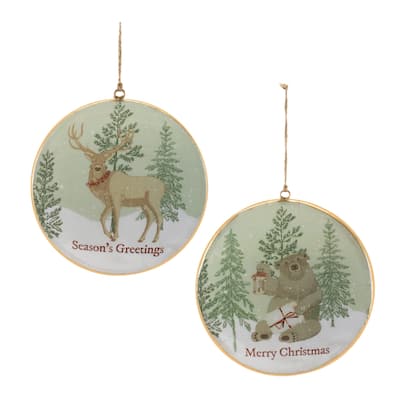 Woodland Christmas Sentiment Disc Ornament (Set of 6) - N/A