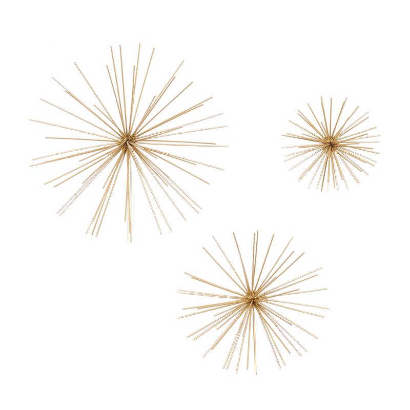CosmoLiving by Cosmopolitan Metal 3D Starburst Wall Decor (Set of 3) - Silver, Gold, Black, Copper
