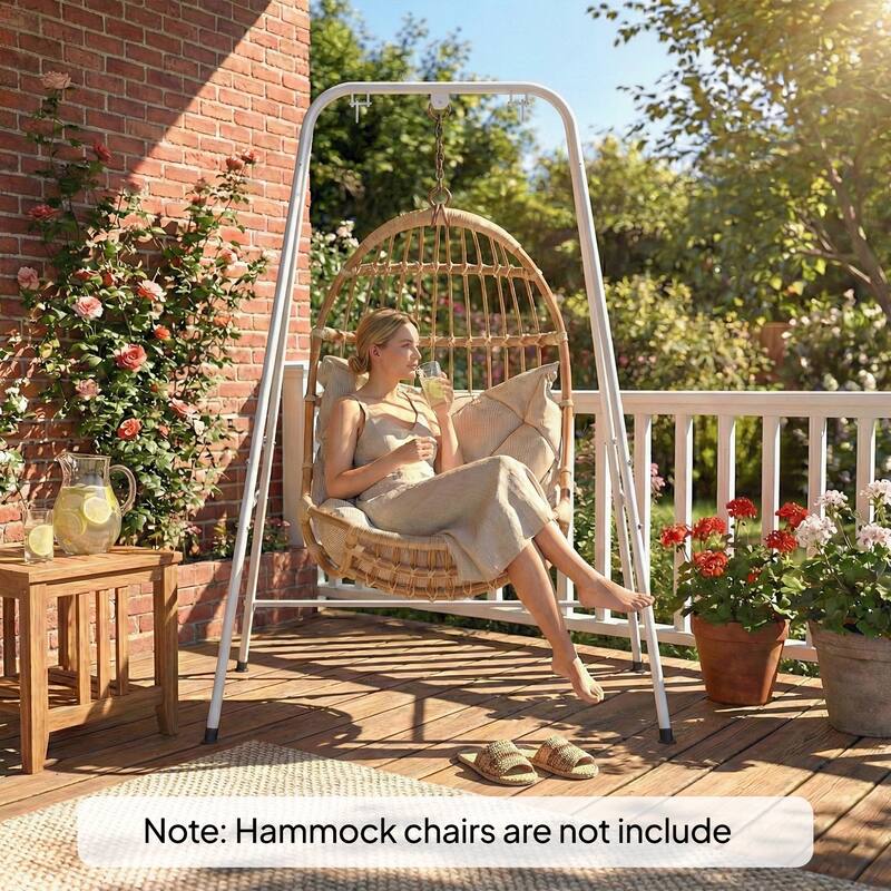 Outsunny Hammock Chair Stand, Free Standing Heavy Duty Hanging Swing Chair with Anti-Slip Foot Pads, 2 Carabiners