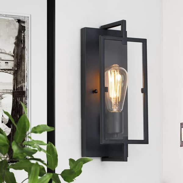 slide 2 of 8, 1-Light Matte Black Indoor Modern Wall Sconce - 5 in. W x 13 in. H x 4 in. E 5 in. W x 13 in. H x 4 in. E - Matte Black