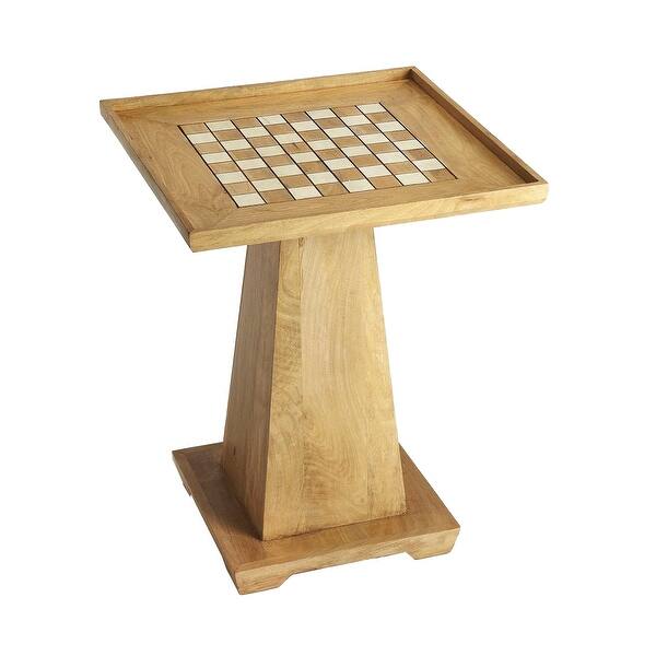 slide 2 of 5, Offex Transitional Levon Natural Mango Square Game Table, Natural Wood - 21.5"L x 21.5"W x 27"H