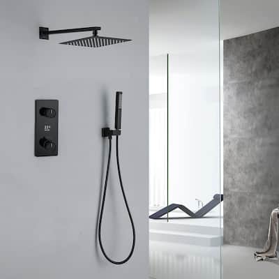 9.84" Thermostatic Complete Shower System with Rough in-Valve, Rain Mixer Shower Combo Set with Handheld