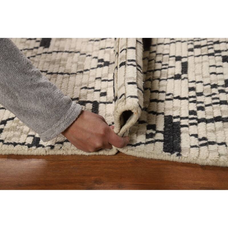 Geometric Moroccan Oriental Foyer Rug Handmade Stripe Wool Carpet - 2'0"x 3'0"