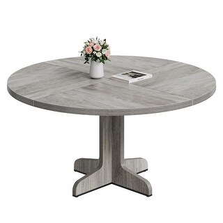 47 Inch Round Dining Table for 4, Farmhouse Kitchen Dining Room Circle ...