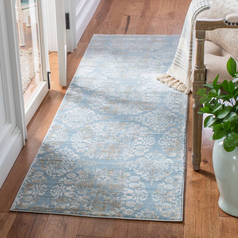 Martha Stewart by SAFAVIEH Ishilde Vintage Rug - 2'2" x 7' Runner - Denim Blue/Ivory