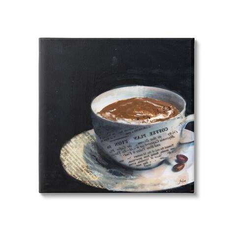Stupell Industries Coffee Cup Morning Beverage Layered Newspaper Collage Canvas Wall Art, Design by Stacy Gresell