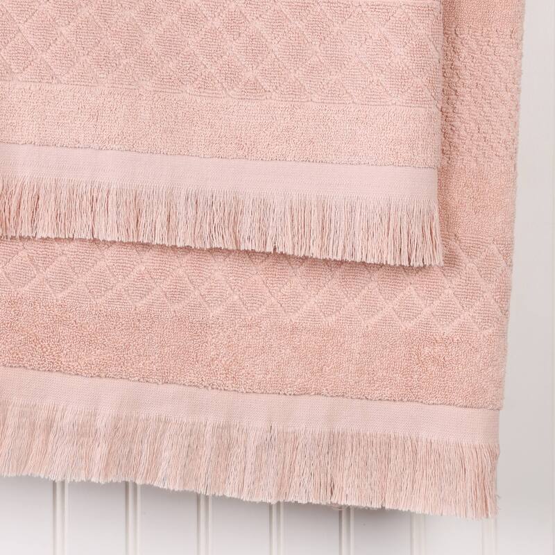 Superior Rolla Cotton Geometric Jacquard Plush Soft 3 Piece Towel Set