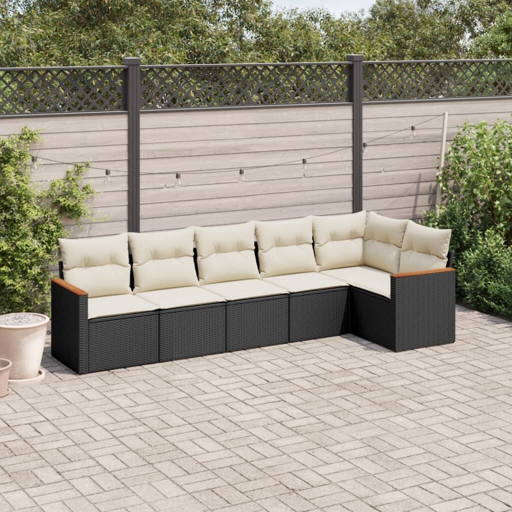 vidaXL Patio Sofa Set with Cushions Outdoor Conversation Furniture Poly Rattan
