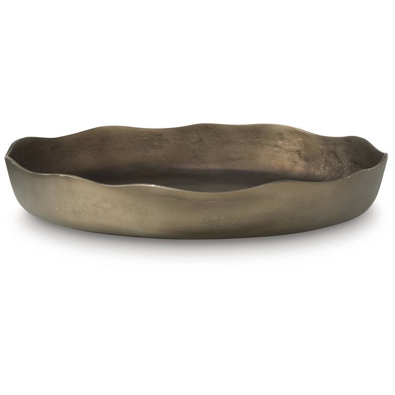 Signature Design by Ashley Wallmen Gold Finish Tray - 21" W x 21" D x 3.4" H