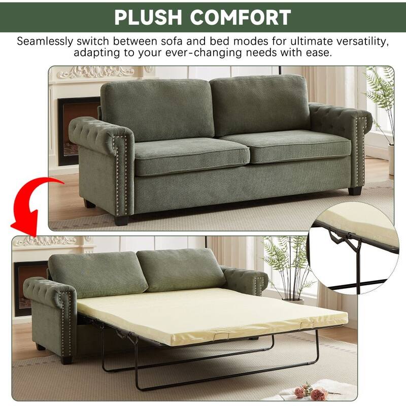 83.8" Convertible 2-in-1 Pullout Polyester Sleeper Sofa Bed