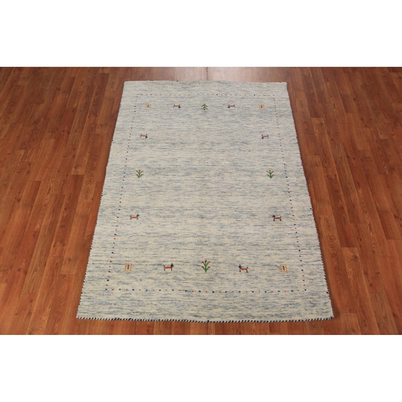 Little Animals Tribal Gabbeh Oriental Area Rug Handmade Wool Carpet - 3'11" x 5'9"