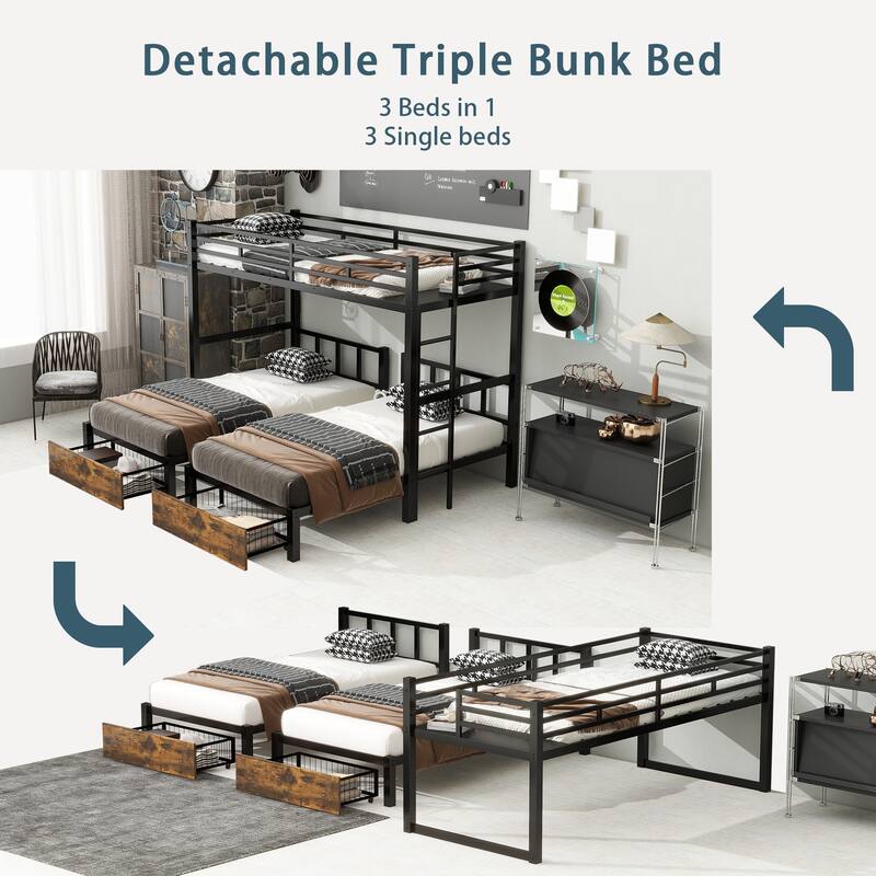 Heavy Metal Bunk Beds with Ladder Kids Bed Frame Twin / Twin XL / Full / Queen Size🏕️