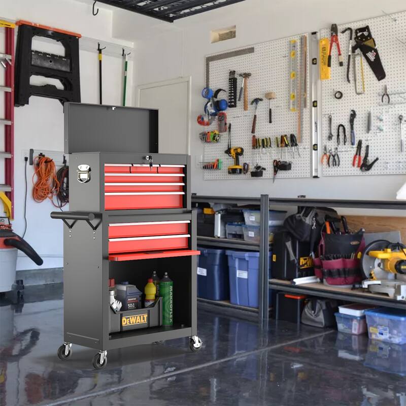 8-Drawer Rolling Tool Chest & Removable Tool Box Organizer with Lock