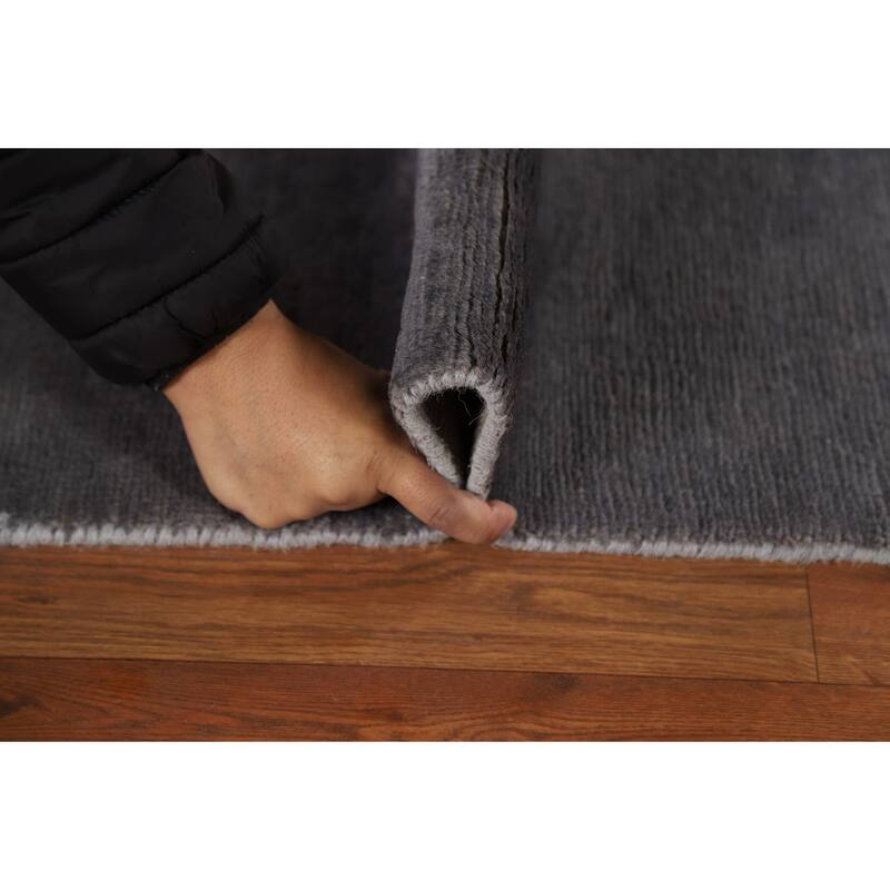 Gray Blue Gabbeh Modern Runner Rug Handmade Wool Carpet - 2'7" x 9'8"