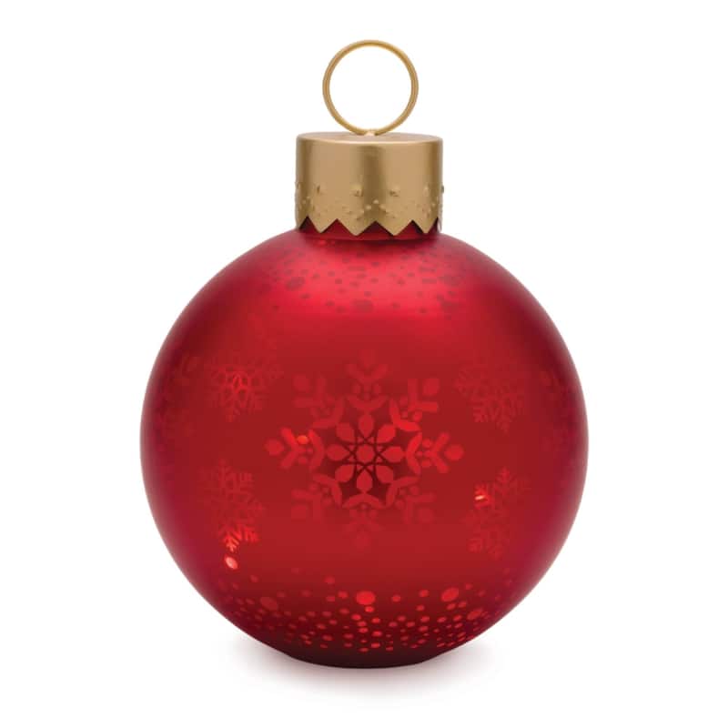 LED Lighted Snowflake Glass Christmas Ornament - 11" - Red and Gold