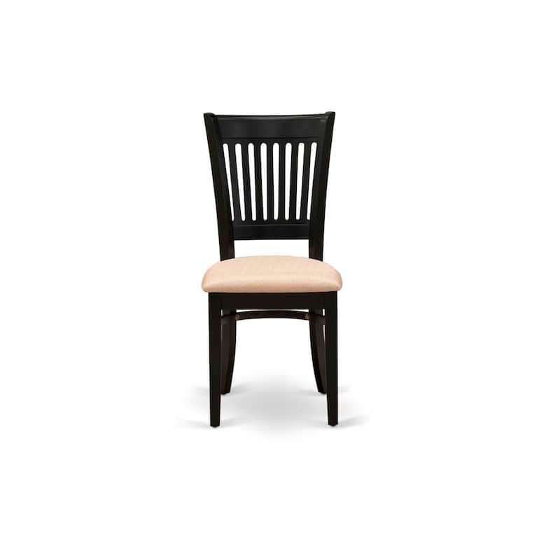 Modern Linen Fabric Dining Chairs - 2 Piece Set - Black Finish - Kitchen Dining Room Chairs