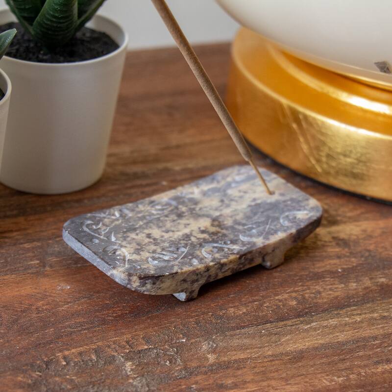 Carved Soapstone Incense Holder with Stick Incense
