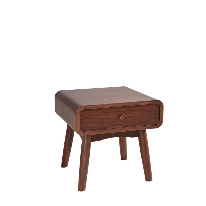 Modern Nightstand With A Drawer And Wood Frame - Walnut - 1-drawer