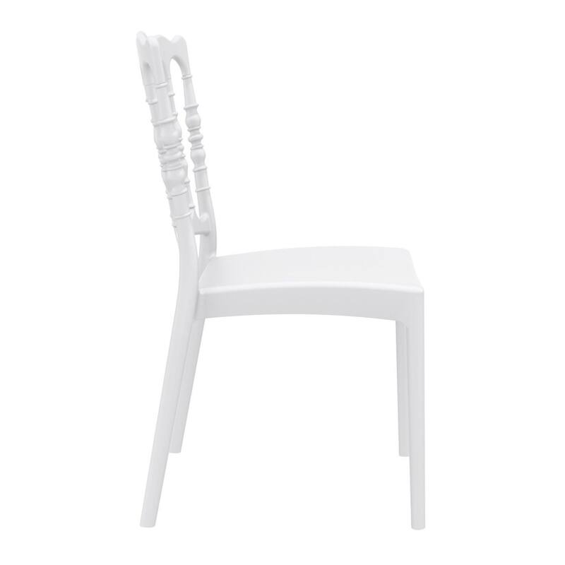 36" White Stackable Outdoor Patio Dining Chair