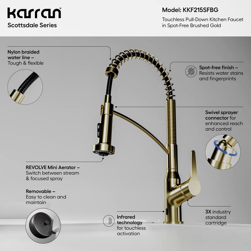 Karran Scottsdale Single-Handle Pull-Down Sprayer Touchless Kitchen Faucet