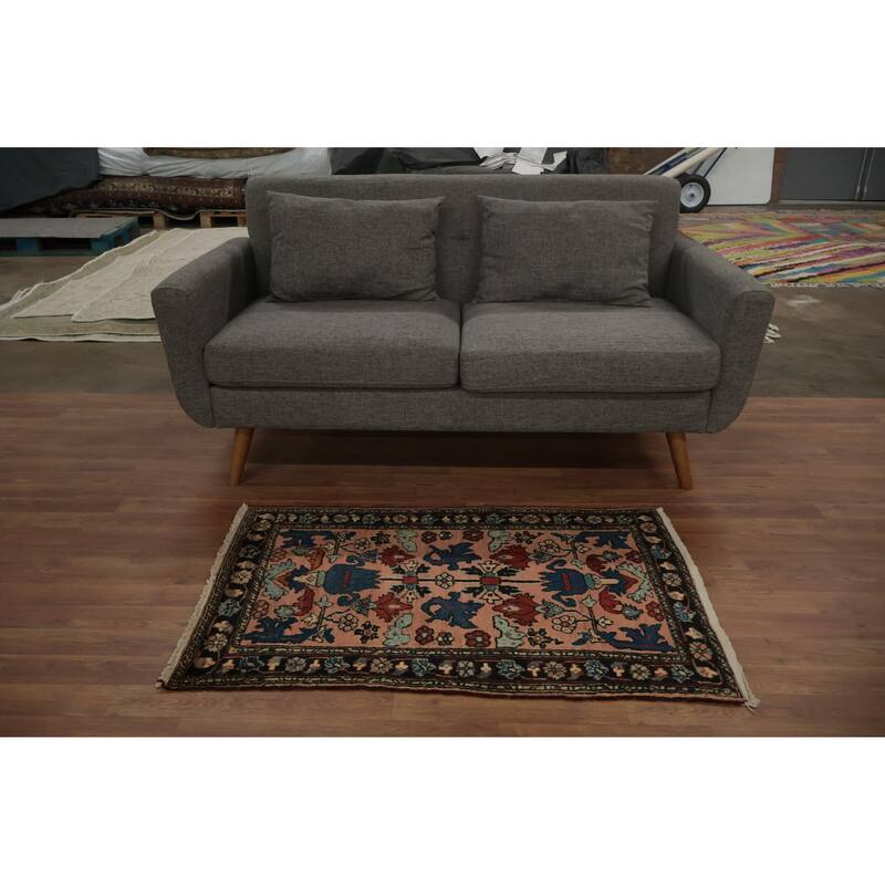 Hand Knotted Oriental 100% Wool Carpet Traditional Floral Coral Lilian Area Rug - 3' 10'' X 2' 5''