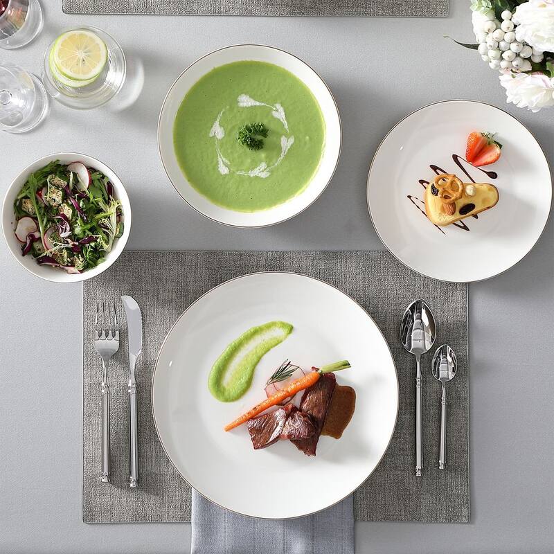 MALACASA 16-Piece New Bone China Dinnerware Set, Service for 4