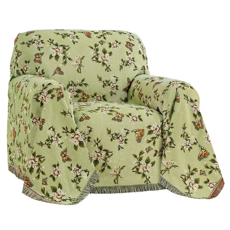 Botanical Butterfly Fringe Border Furniture Throw