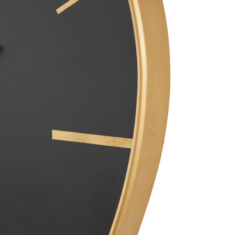 Wooden Wavy Decorative Wall Clock with Gold Hands and Markers - Black - Roche River Decor