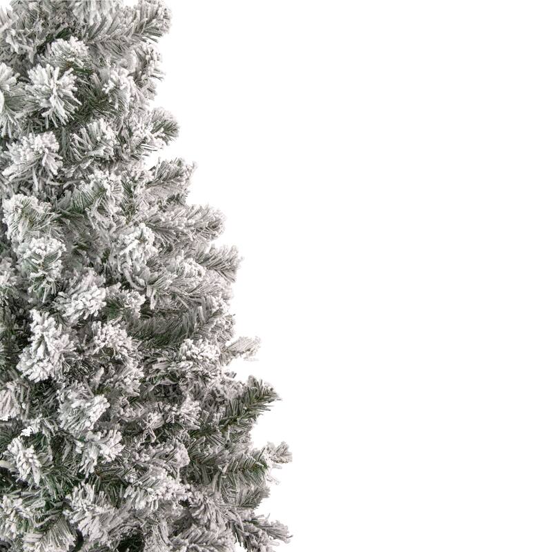 4.5' Flocked Madison Pine Artificial Christmas Tree, Unlit - 4.5 Foot