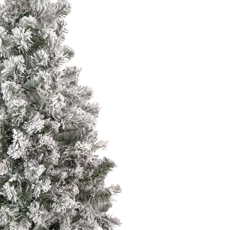 Medium Heavily Flocked Madison Pine Artificial Christmas Tree - 6.5' - Unlit - 6.5 Foot