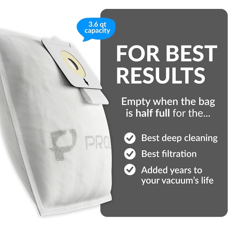10pk of HEPA Bags for The Prolux Upright Vacuum Models
