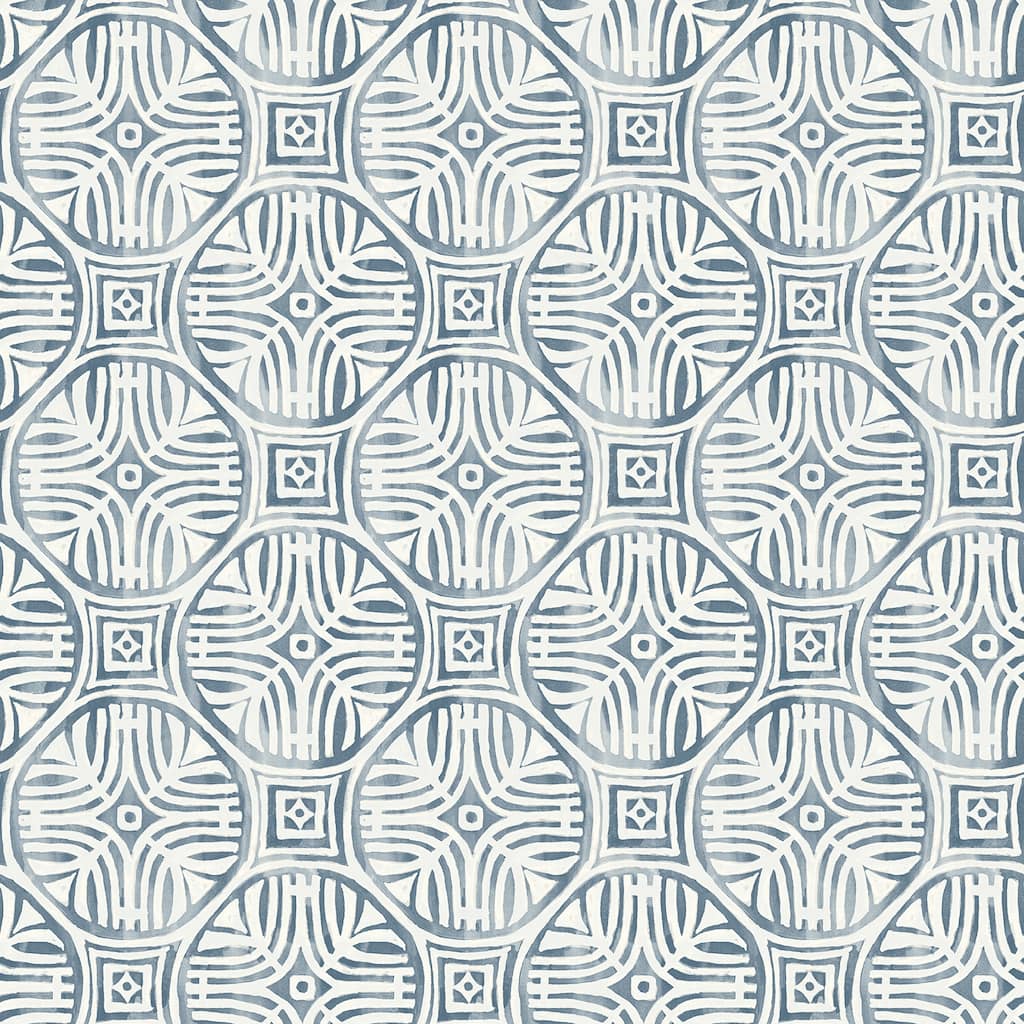 Chesapeake Sandee Navy Medallion Wallpaper